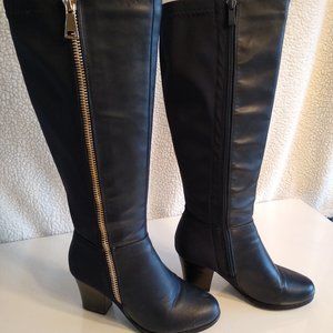 Dark navy blue knee-high boots